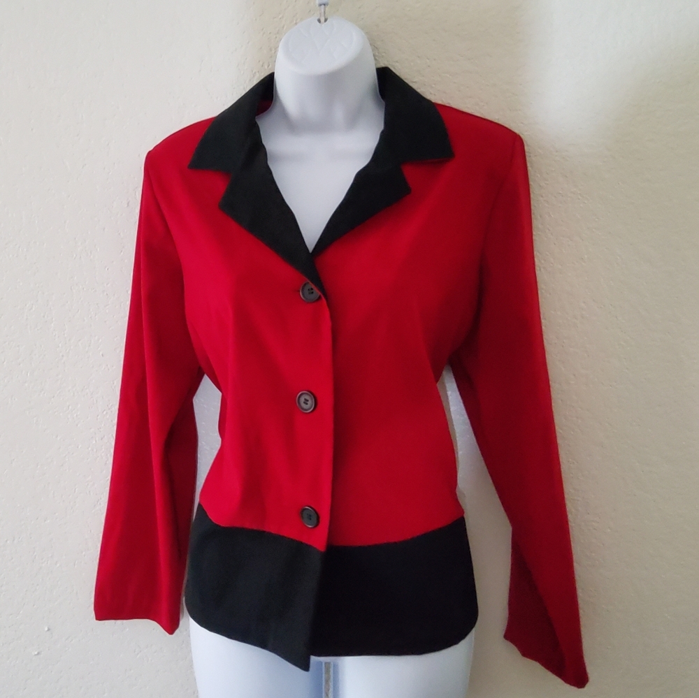 Notations Blazer, Red with Black Trim, Size PL